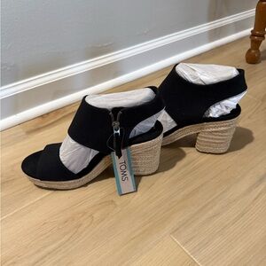 TOMS Black Wedge Sandals